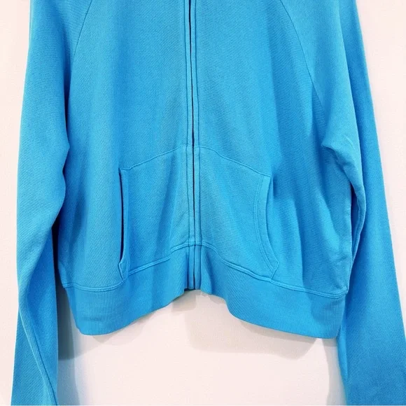 NWT SKIMS Sport French Terry Shrunken Zip Cardigan in Cyan Size XL - Picture 6 of 9